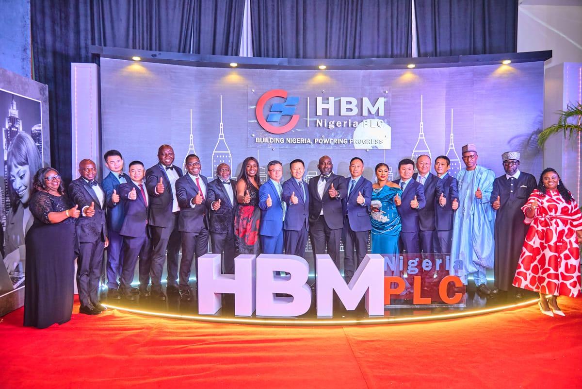 Dignitaries, including Minister of Works Dave Umahi, attending the official launch of HBM Nigeria Plc's new identity.