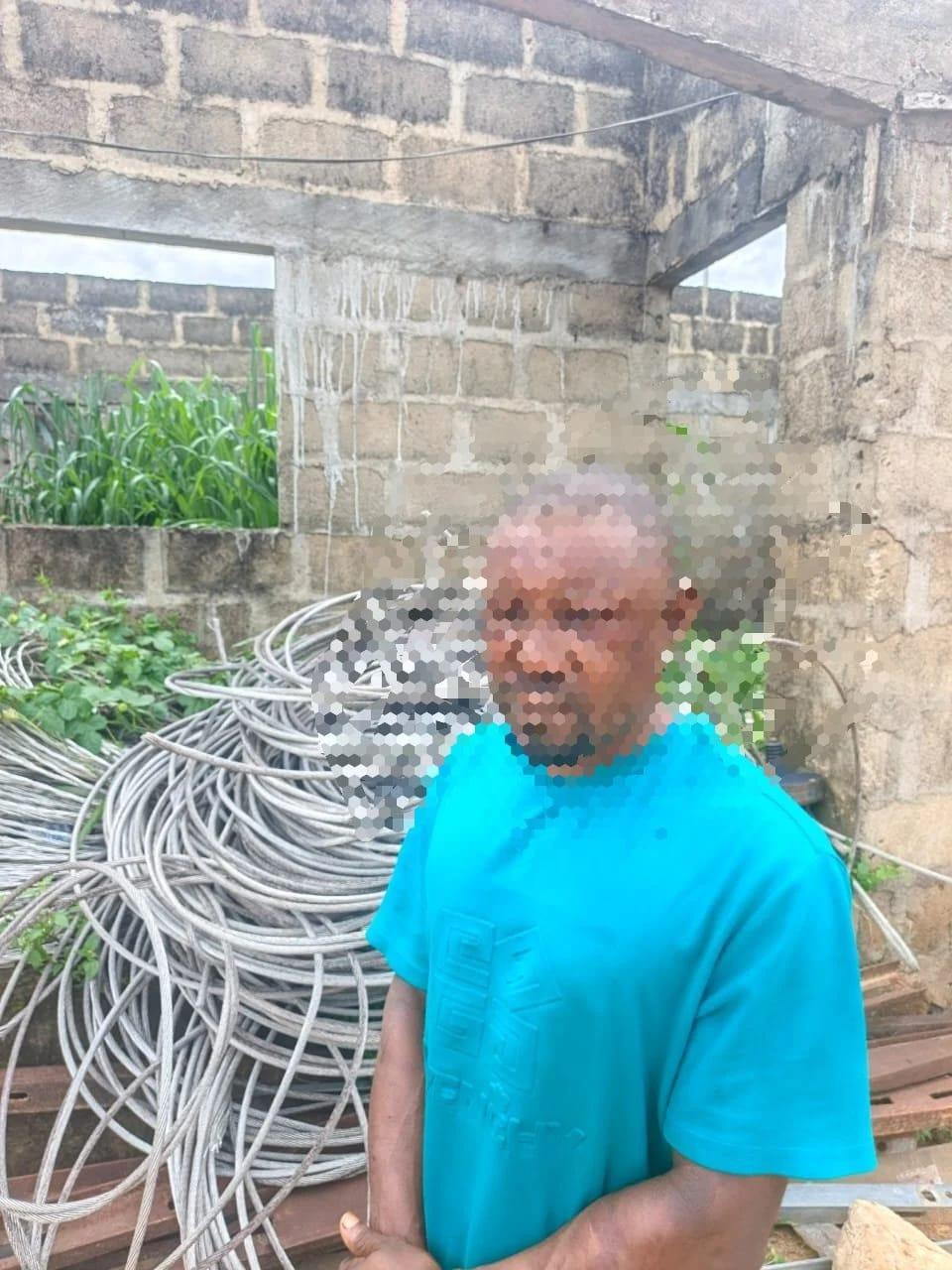 Suspected electric cable vandals apprehended by police in Delta State.