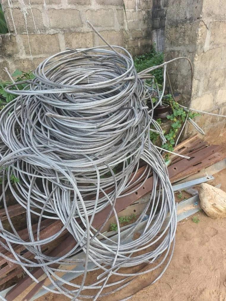 A view of the recovered electric cables, presented as evidence by the Delta State Police.