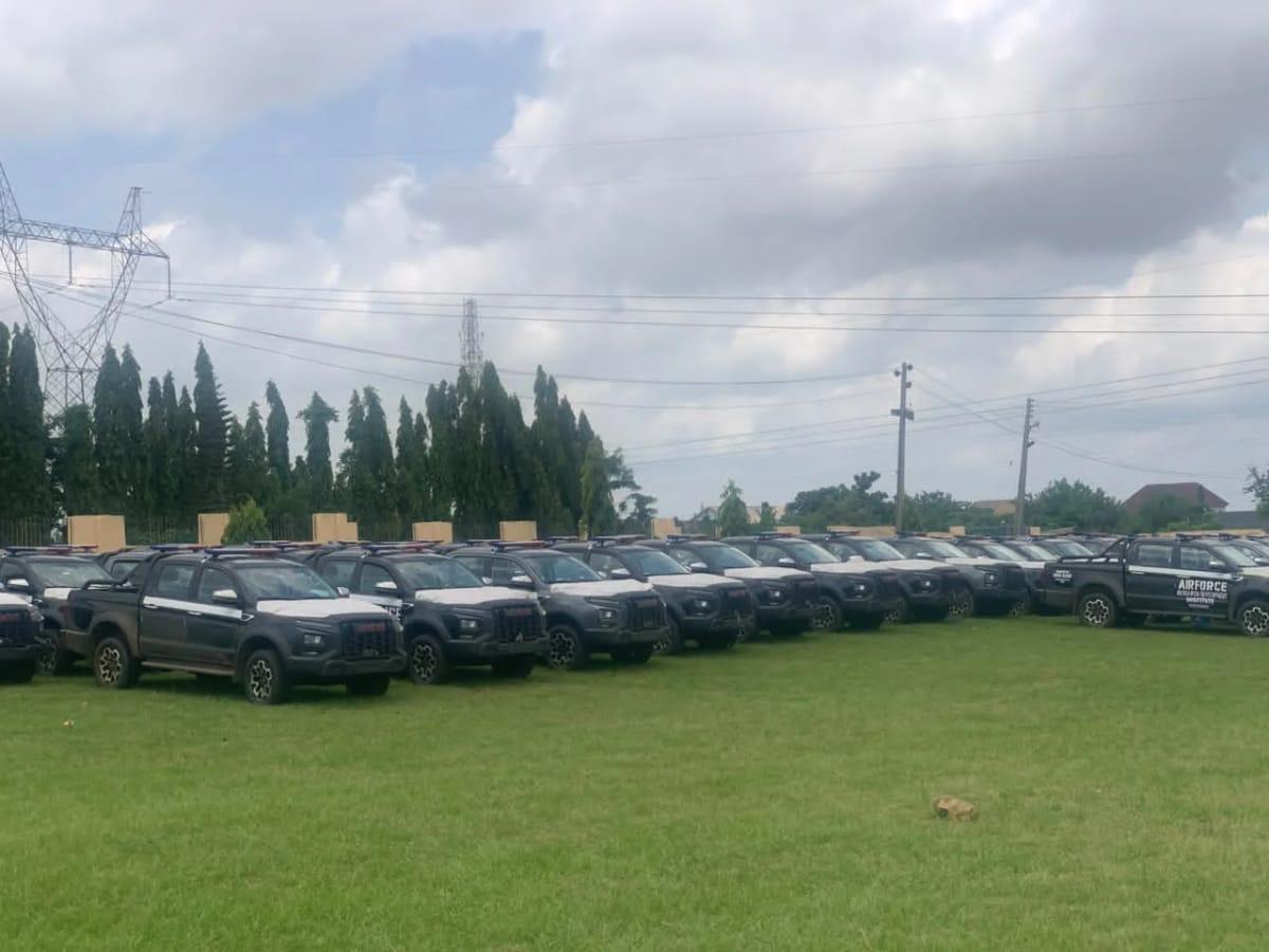 Osun ALGON officials during the donation of 60 patrol vehicles to security agencies at the Nigeria Police Force headquarters in Osogbo.