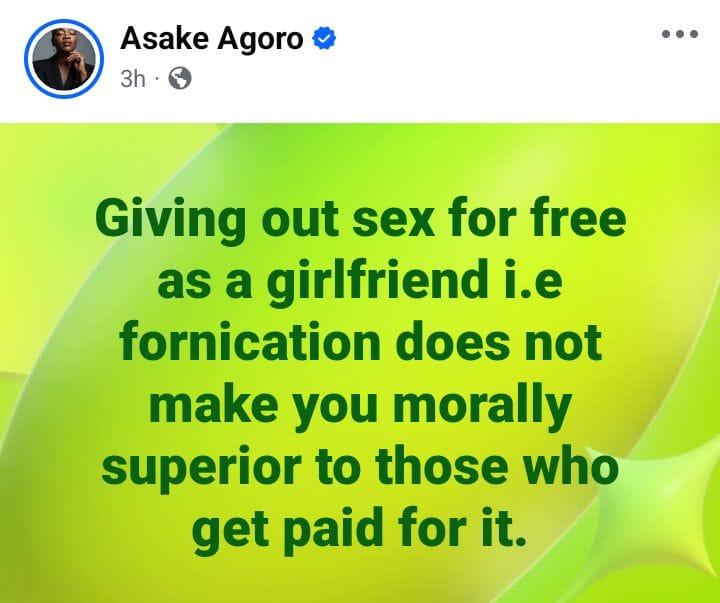 Nigerian Woman Asake Agoro Sparks Debate on Morality of Free and Paid S3x