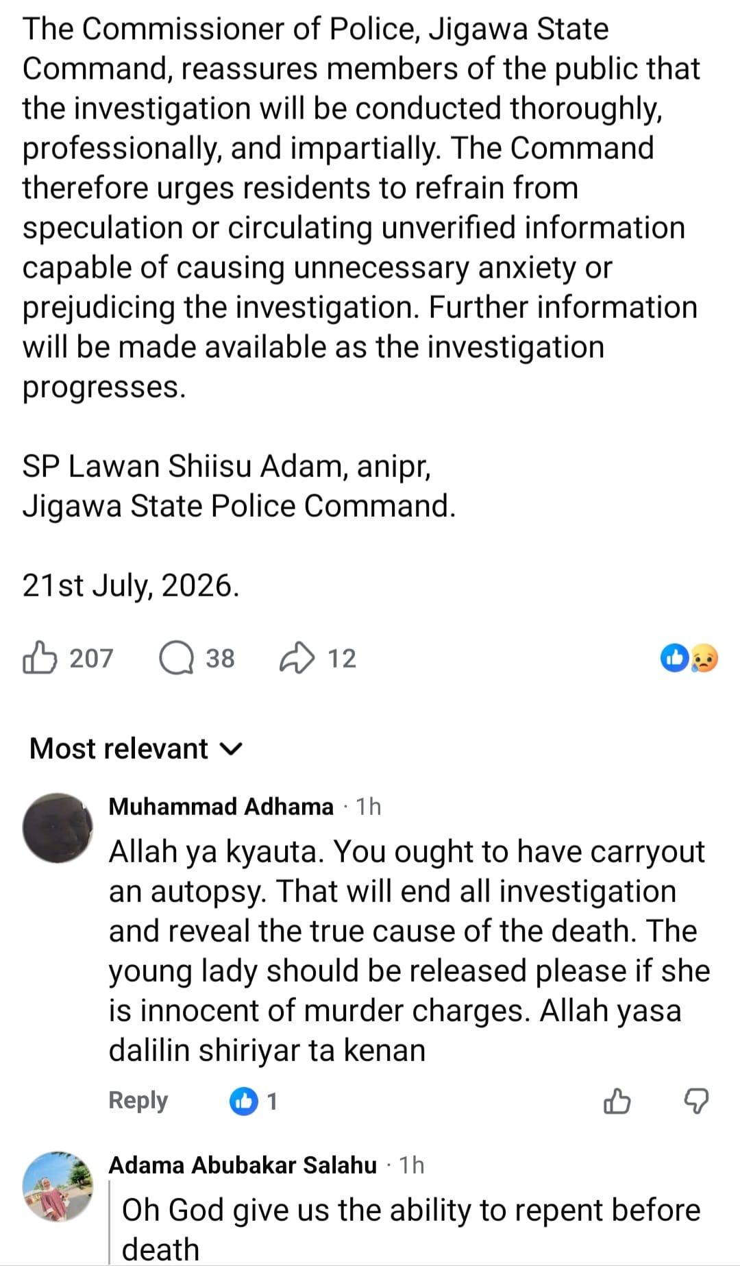 Man di�s in Jigawa hotel after allegedly checking in with 20-year-old lover