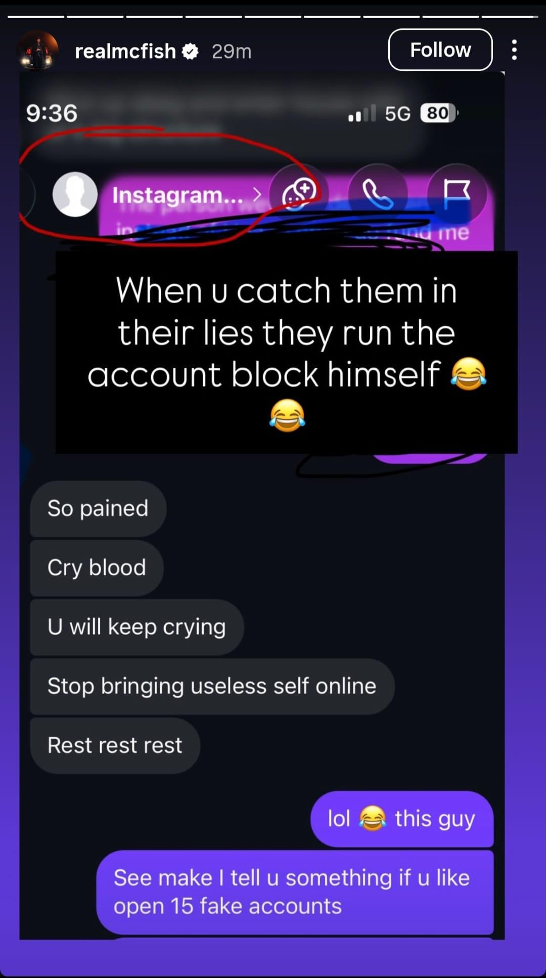 "You claim to be done but you frustrate the process for me to erase you completely" MC Fish throws shade at someone while asking for his "freedom"