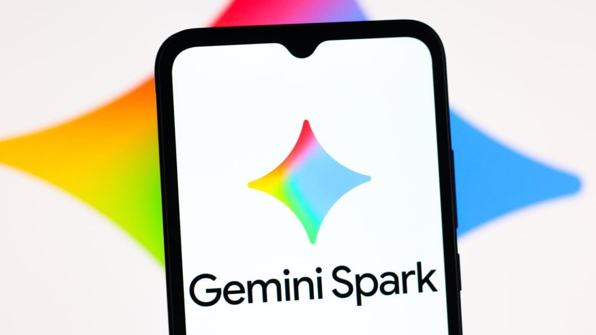 The Google Gemini Spark logo displayed on a digital screen, indicating its expanded availability.