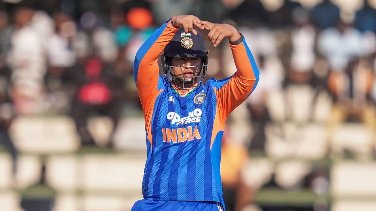 Indian batsman Vaibhav Sooryavanshi in a cricket match.