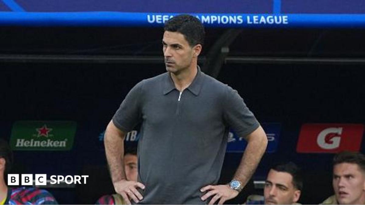 Mikel Arteta, manager of Arsenal, during the Champions League final in 2026.