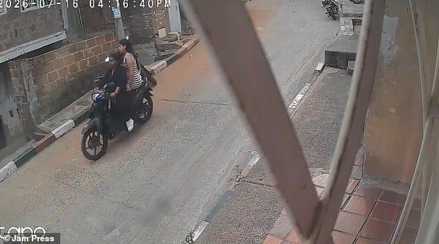 CCTV footage showing Potosí climbing onto the motorcycle before her disappearance