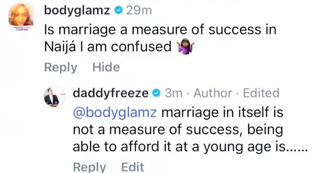 Daddy Freeze and Peller's wedding celebration