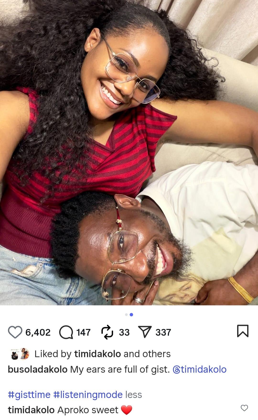 Busola Dakolo shares a loved-up moment with Timi Dakolo in the UK.