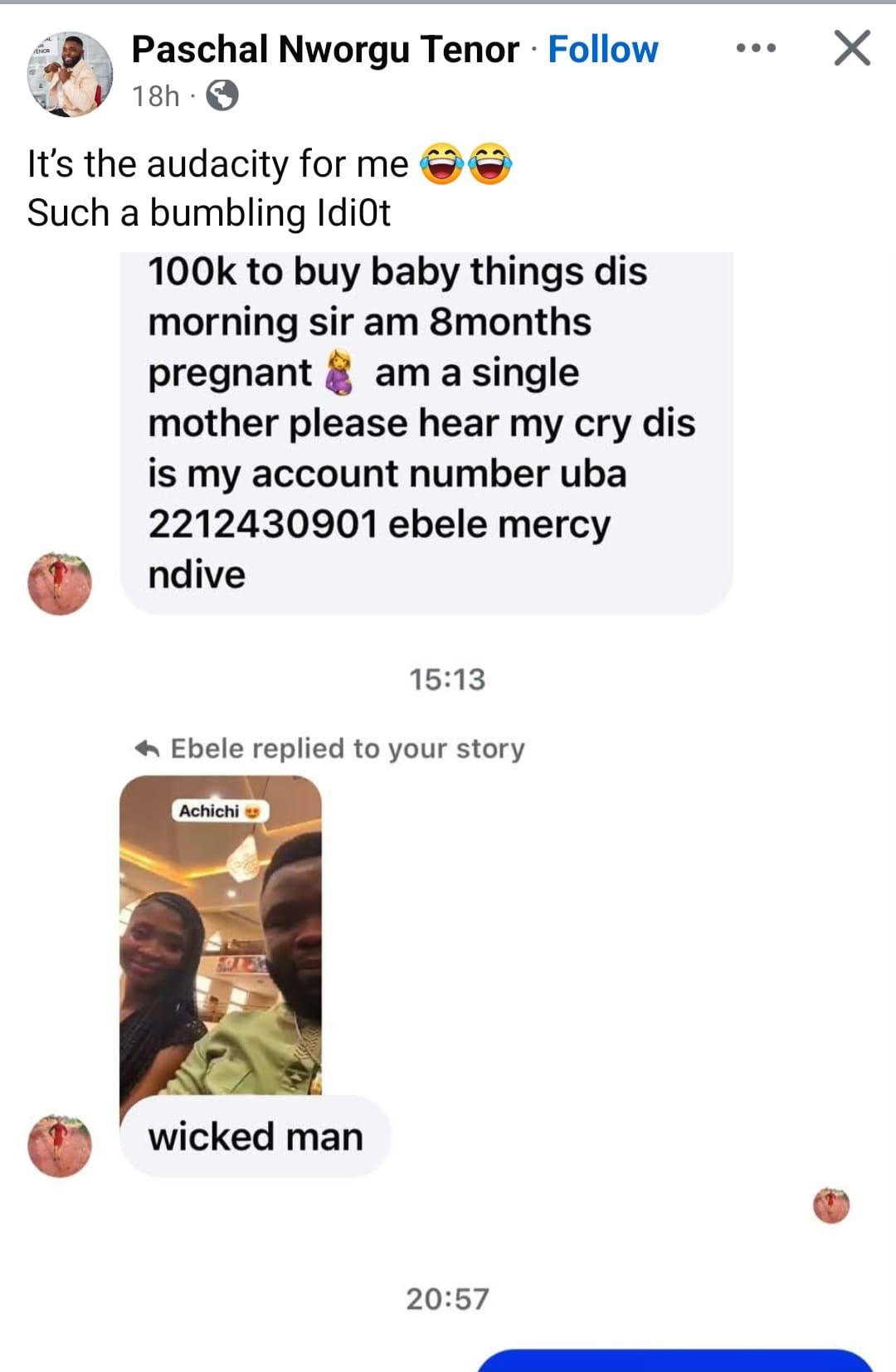 Singer calls out woman who insulted him after she begged him for money and he ignored her