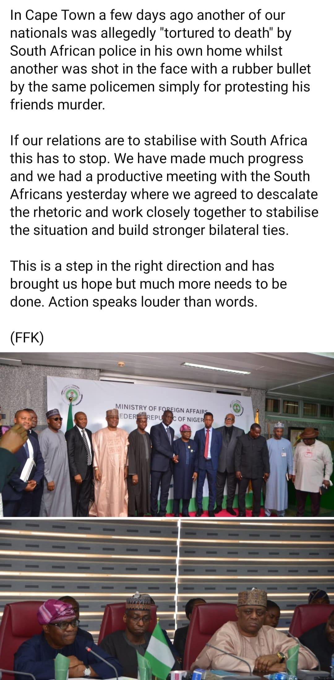 Femi Fani-Kayode, Nigeria's High Commissioner-Designate to South Africa, making a statement.