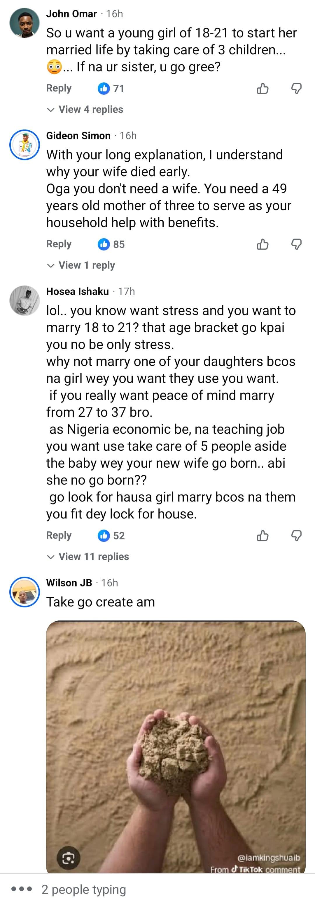 48-year-old father-of-three seeks 18 to 21-year-old orphan for marriage and says she must be content with his teacher