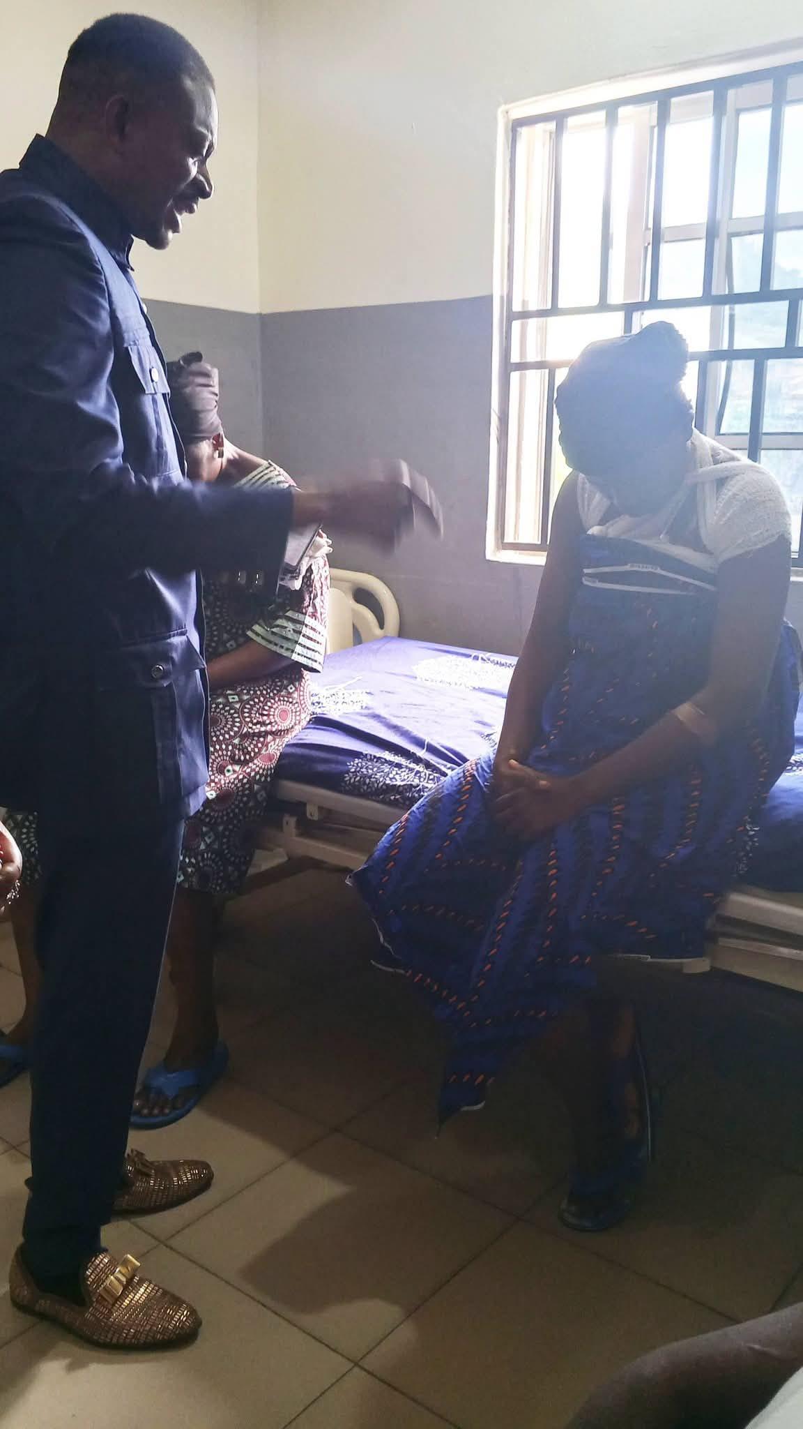 Another view of Mrs. Berida Irawo in the hospital, showing the extent of her burns.