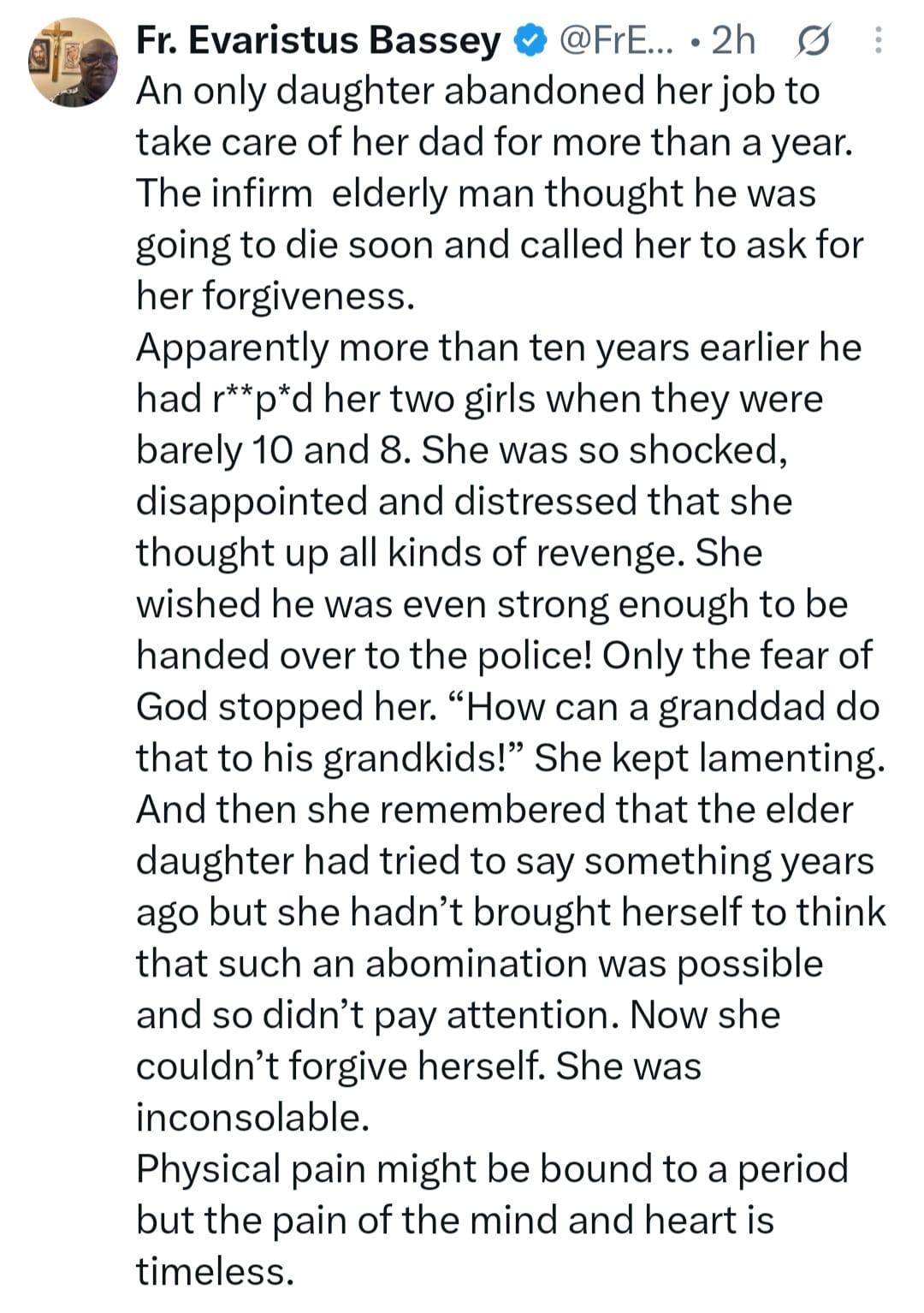 Dying Grandfather's Shocking Confession Unveiled by Catholic Priest