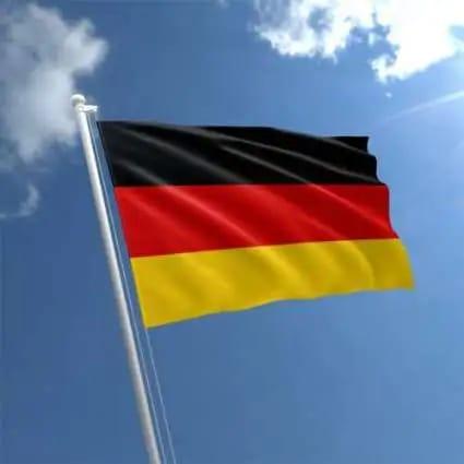 The flag of Germany waving in the wind.