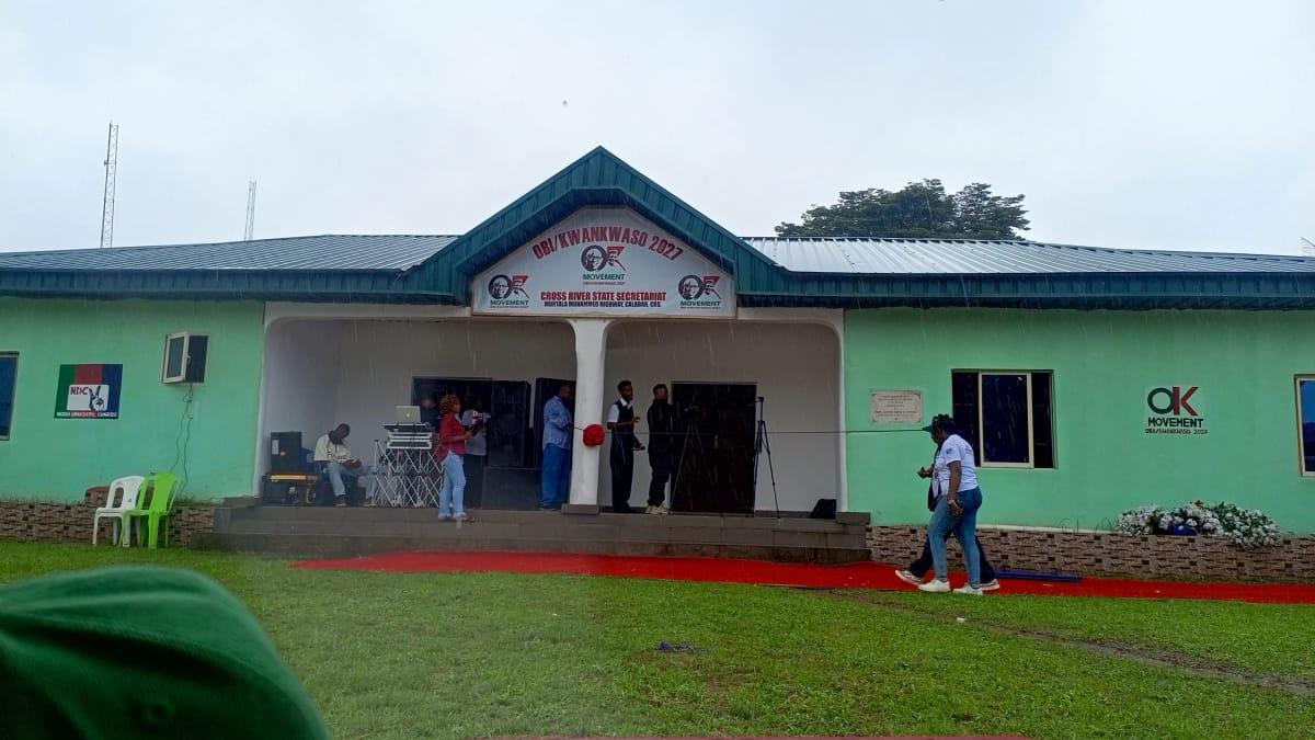 The recently unveiled secretariat for the Obi-Kwankwaso Movement in Cross River State. Photo: Emem Julius