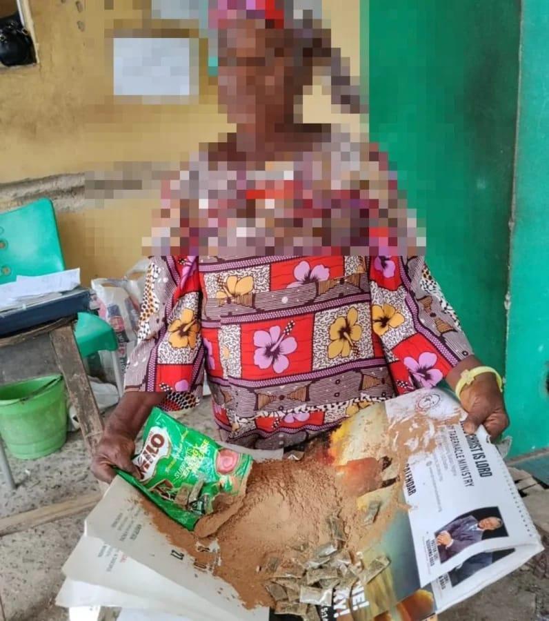 The suspect, Mrs. Iyabo Sowunmi, apprehended by the Ogun State Command of the Nigerian Correctional Service for drug smuggling.