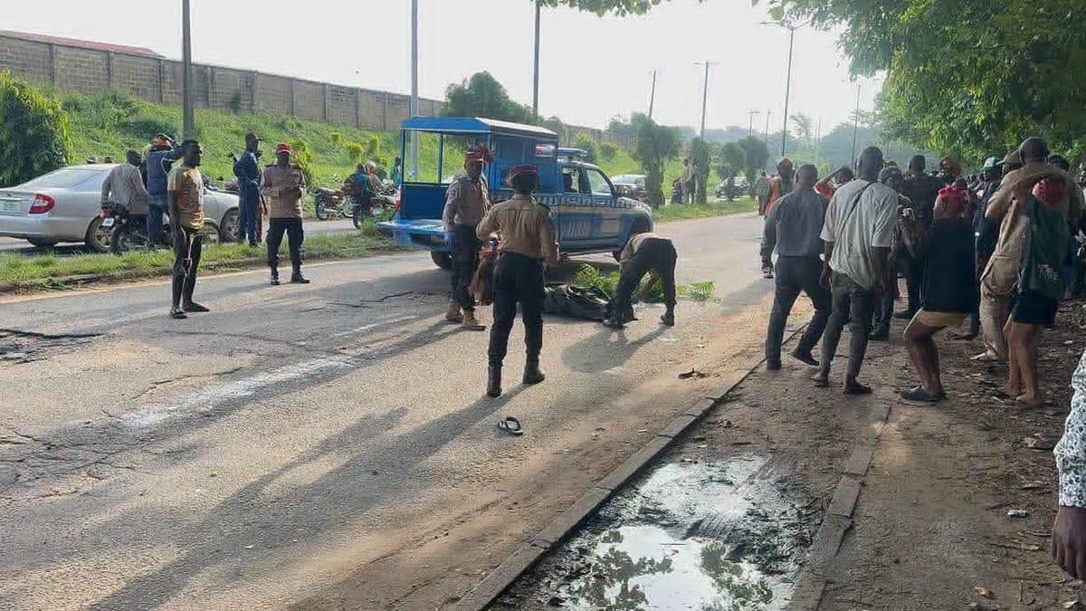 A somber view of the aftermath of the tragic trailer collision in Ibadan.