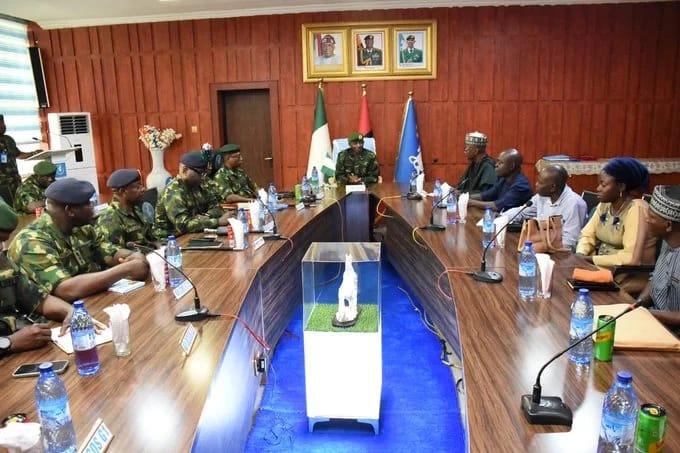Brigadier General Oluwasegun Okungbure speaking on behalf of the departing senior officers.