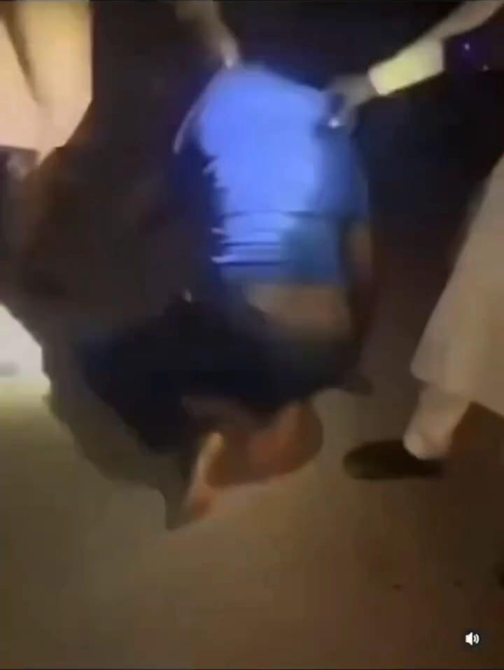 The scene where the lecturer was reportedly beaten before being handed over to the police.