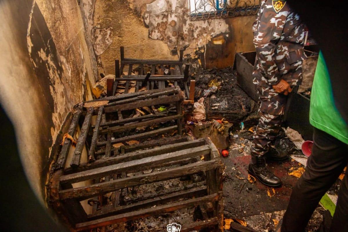Another perspective of the devastation at the scene of the fire incident in Yenagoa.