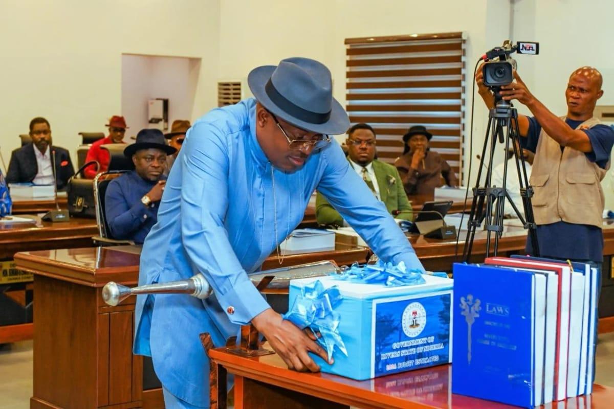 Rivers State Governor Siminalayi Fubara presenting the 2026 Appropriation Bill to the State House of Assembly in July.