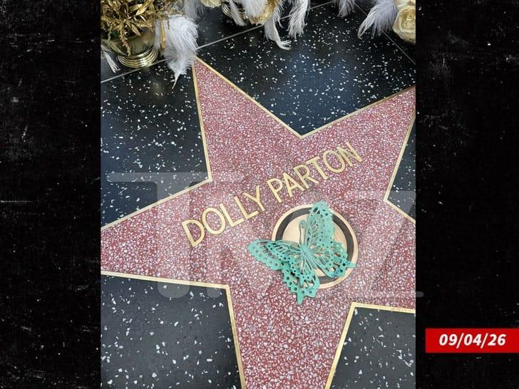 A view of Dolly Parton's star on the Hollywood Walk of Fame, which has been repaired after being vandalized.