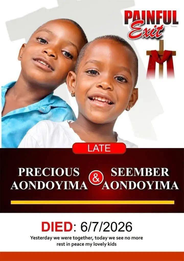 Benue Tragedy: Obituary Released for Two Children Burnt by Father's Lover