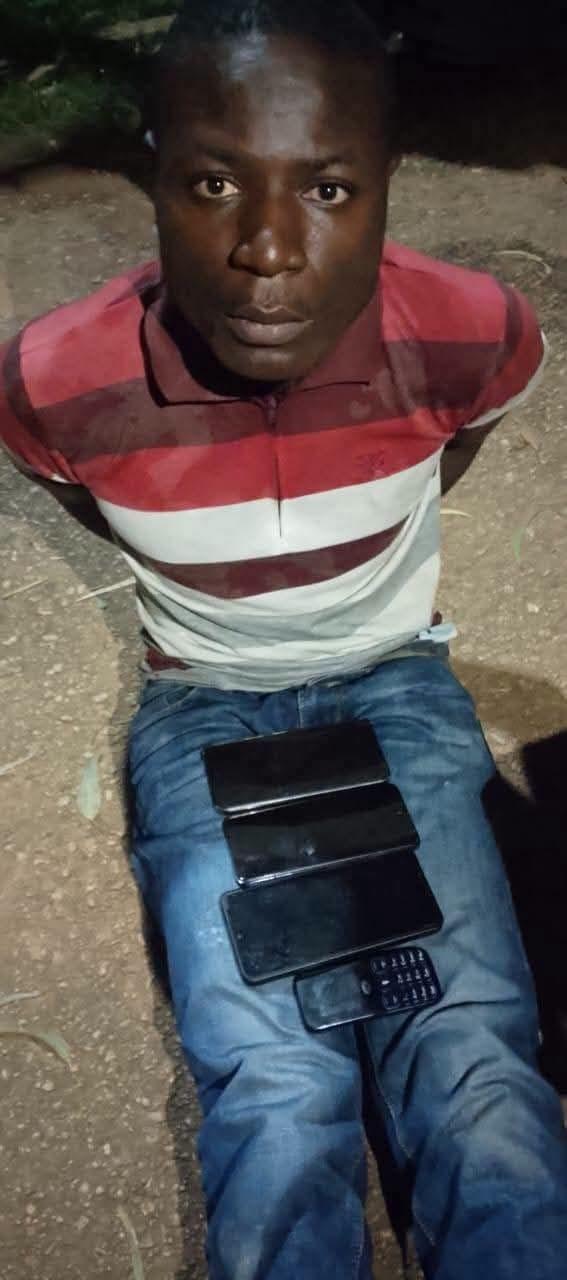 A police photo showing Musa Jibril, accused of phone snatching on campus in Plateau State.