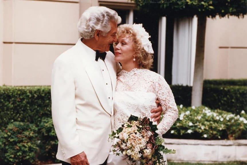 Former Australian Prime Minister Bob Hawke with Blanche d’Alpuget, whom he married in 1995.
