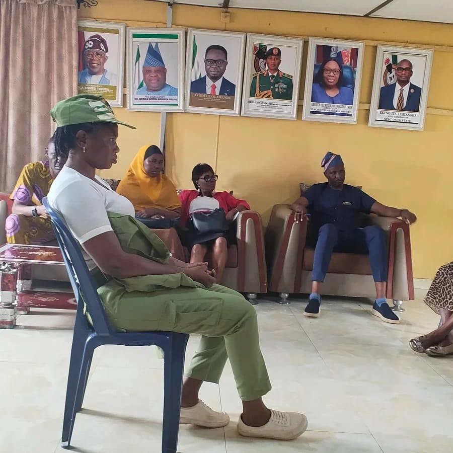 Corps member Adewebi Opeoluwa at the NYSC Osun State Secretariat.