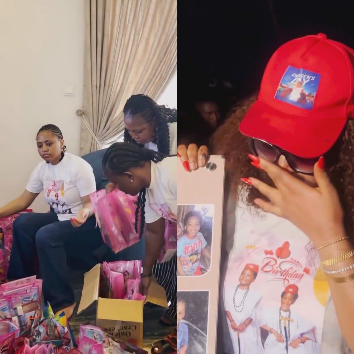 Regina Daniels Gets Emotional Celebrating Sons' Birthday with Underprivileged Children