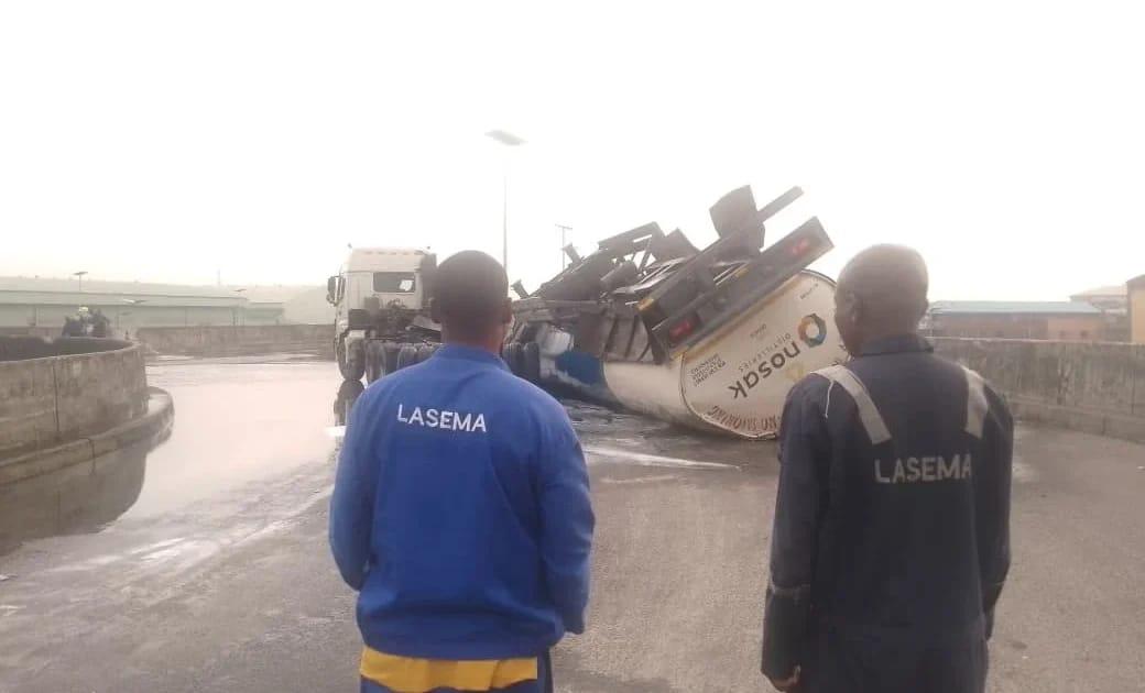 Ethanol Tanker Topples in Lagos, Major Disaster Narrowly Avoided