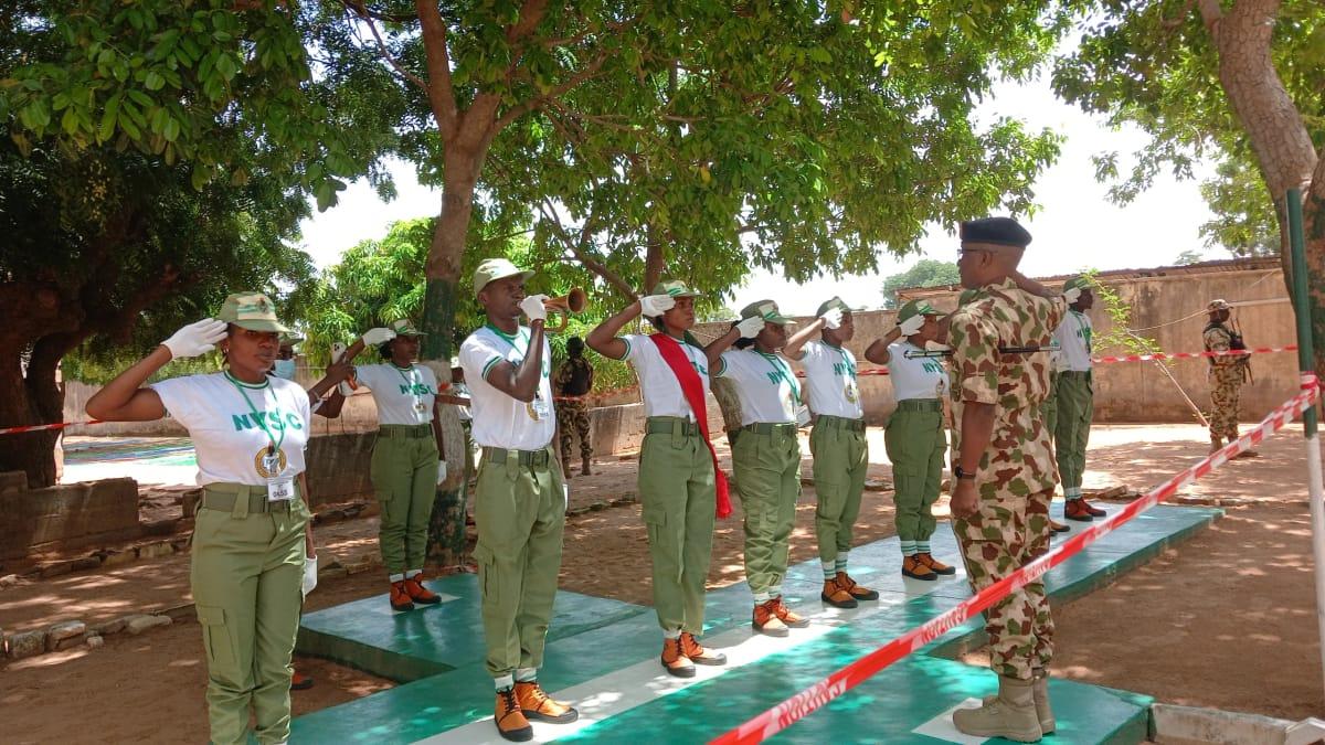 Corps members at the temporary NYSC orientation camp in Amada, Akko Local Government Area of Gombe State