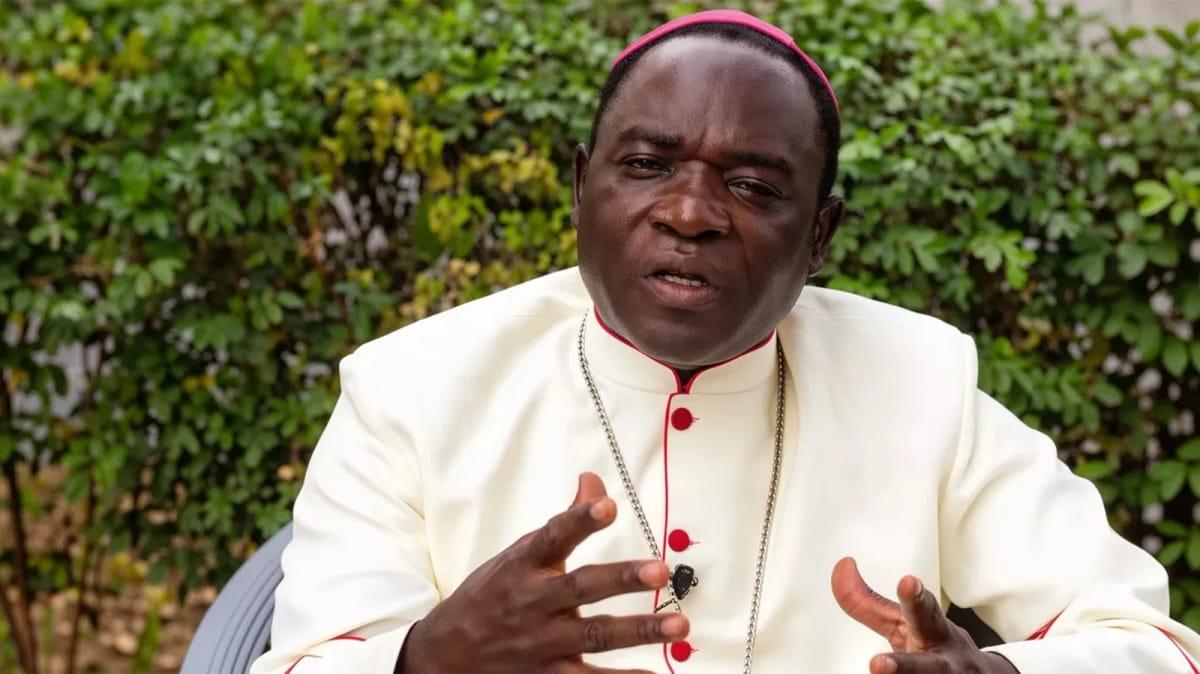 A close-up portrait of Bishop Matthew Hassan Kukah, Catholic Bishop of Sokoto Diocese.