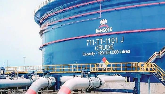 The Dangote Petroleum Refinery complex in Lagos, Nigeria, showing its vast industrial scale.