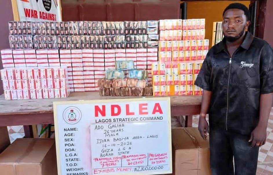 Another view of the powdered tramadol seized at Apapa Port.