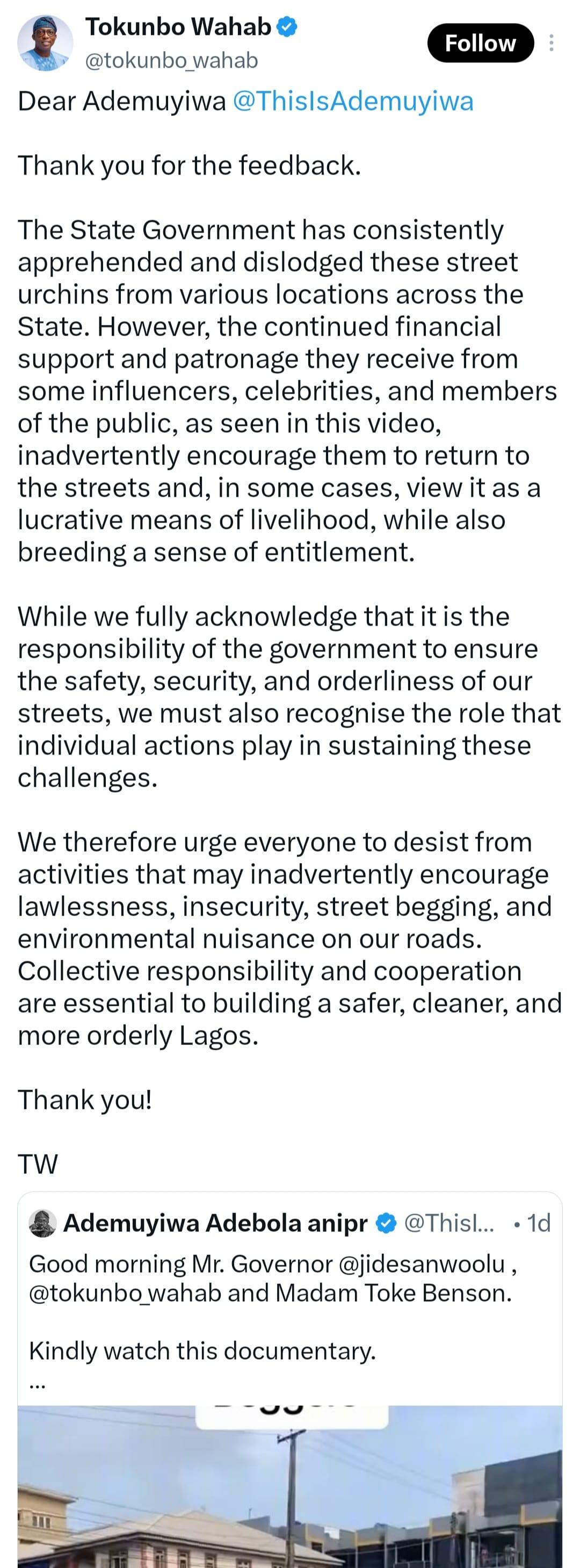 Lagos State Commissioner for the Environment and Water Resources, Tokunbo Wahab, addressing public concerns.