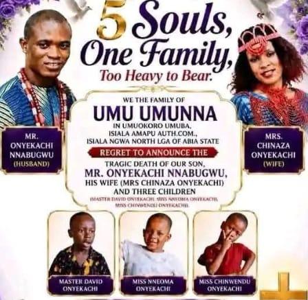 Abia Community Bids Farewell to Family of Five After Mysterious Deaths