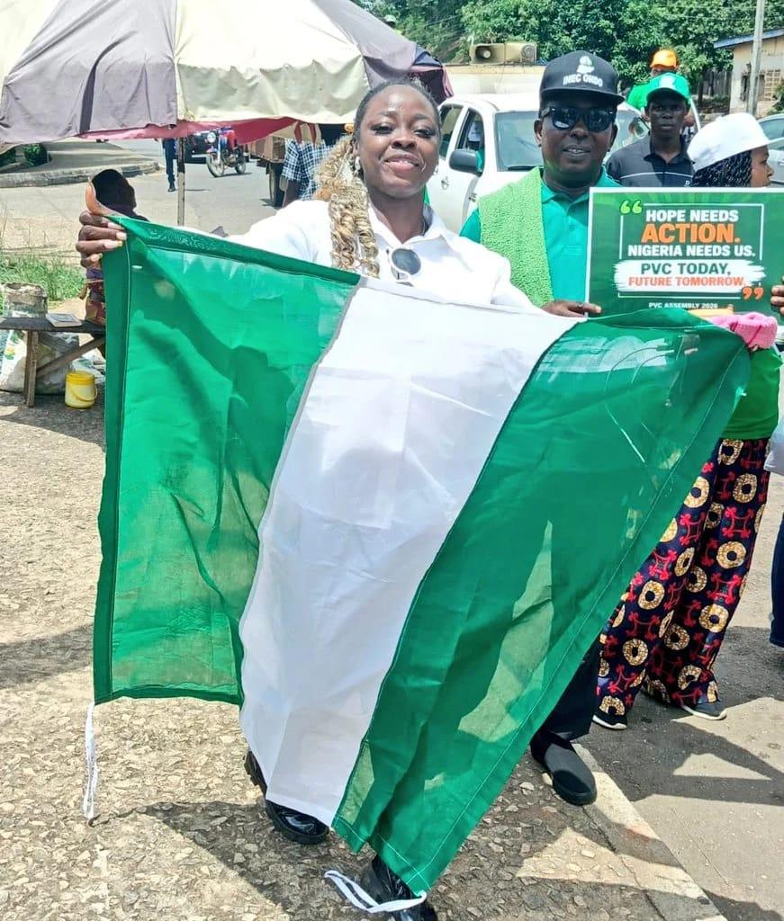 Participants, including students and members of U-Blaze Global, during the 'PVC Assembly Walk 2026 – Vote Ready Ondo' awareness campaign in Ondo State.