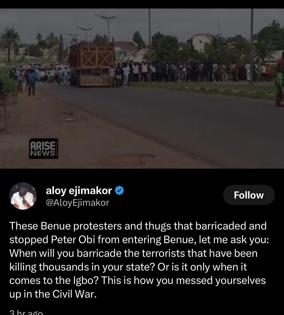 Human rights lawyer Aloy Ejimakor making a statement.