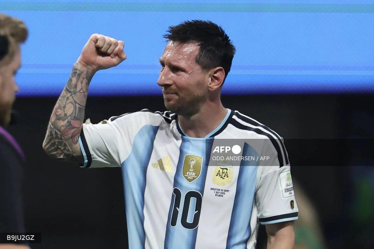Argentina's captain Lionel Messi celebrating a victory during the 2026 World Cup round of 16 match.
