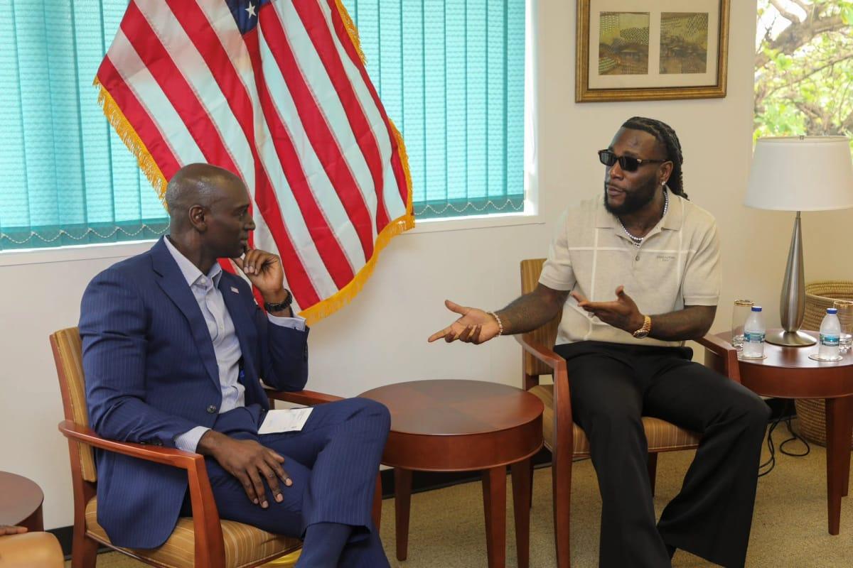 Officials from the U.S. Consulate in Lagos engaging with Nigerian music superstar Burna Boy.