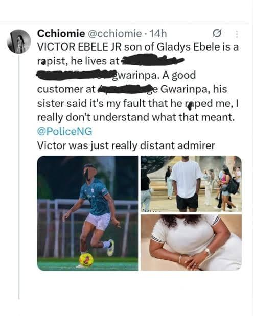 Chioma Oniniwu's official apology statement posted on social media.