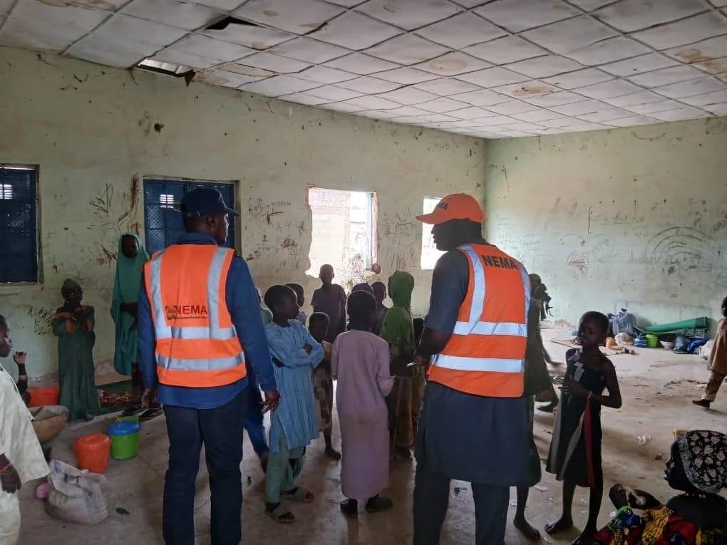 Officials from the National Emergency Management Agency during an assessment tour in Tureta Local Government Area, Sokoto State.