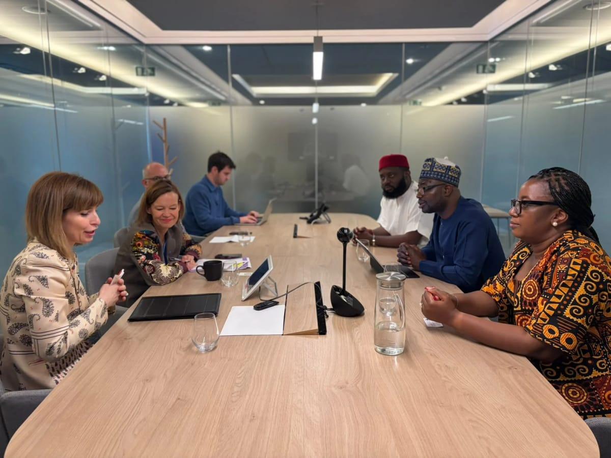 Minister Bernard Doro (second from left) and his team during a high-level meeting in Brussels, Belgium.