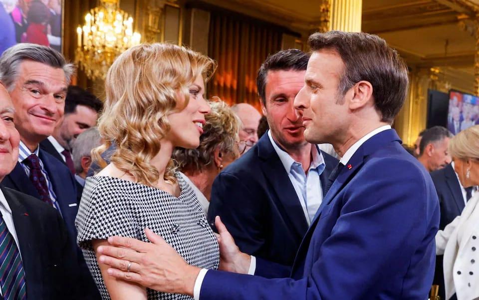 French President Emmanuel Macron alongside his wife, Brigitte Macron.