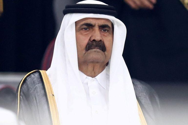 A close-up portrait of Sheikh Hamad bin Khalifa Al Thani.