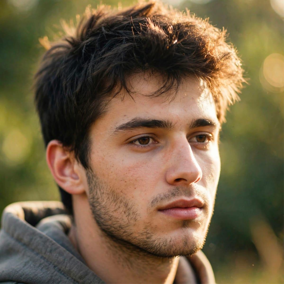 An editorial-style AI-generated portrait, possibly demonstrating diverse artistic outputs.