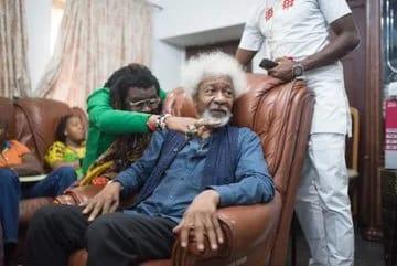 Author Onyeka Nwelue pictured with Nobel Laureate Professor Wole Soyinka.